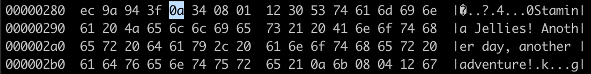 06 hexdump one byte tag